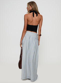 back view of model wearing Princess Polly Find Your Love Flowy Maxi Skirt White Maxi 