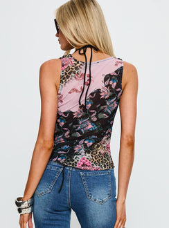 Lindzee Cowl Neck Bias Cut Top Multi