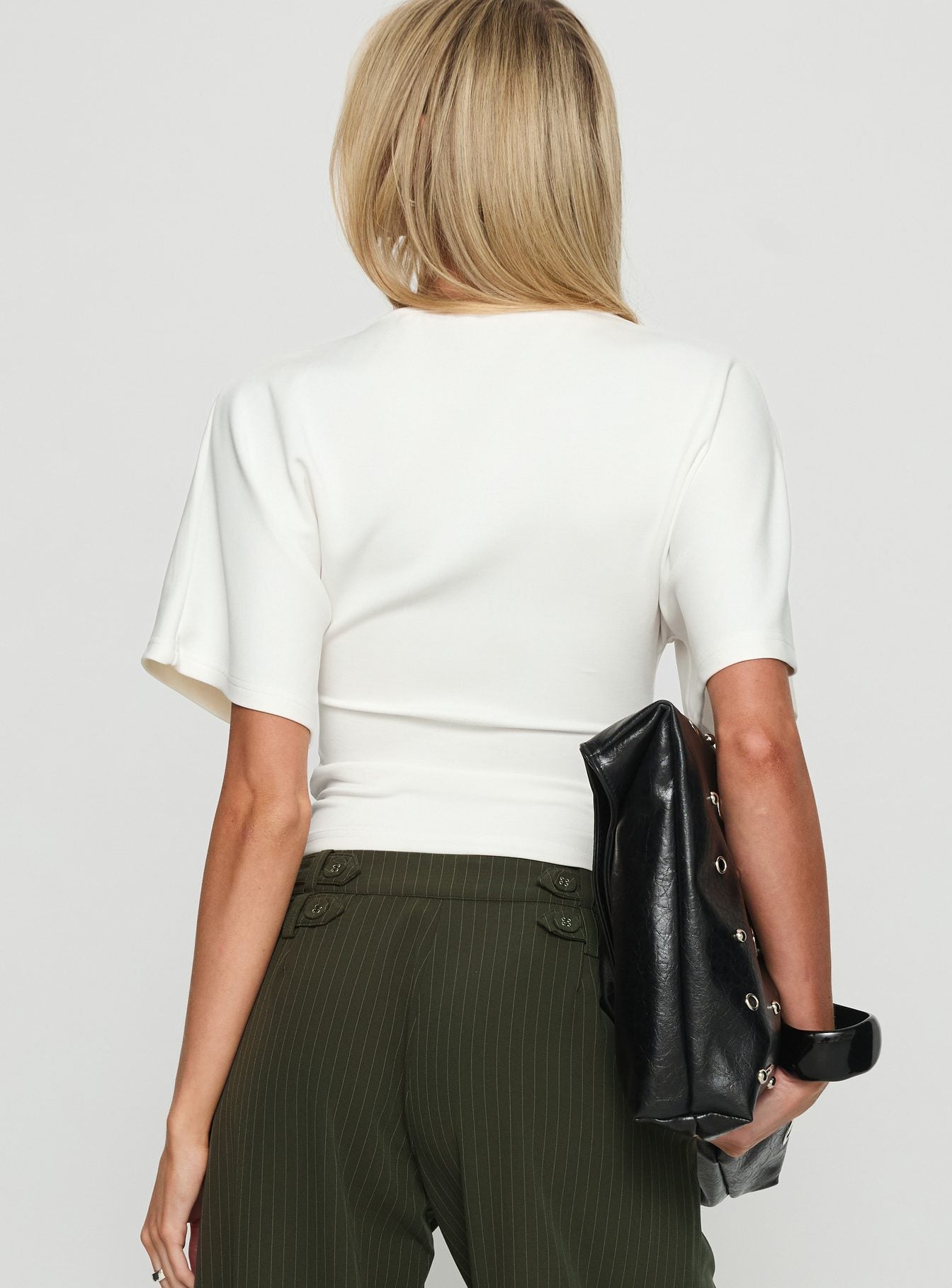 Arazia Cinched Short Sleeve Top White