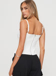 back view of model wearing Princess Polly Battersea Top White Sleeveless Square Neck 