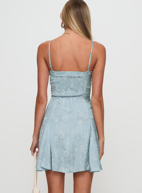 Bluebird Jacquard Mini Dress Blue | Princess Polly Bluebird Jacquard Mini Dress Blue | Princess Polly