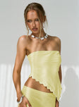 front view of model wearing Princess Polly Sunburst Strapless Top Yellow Sleeveless straight 