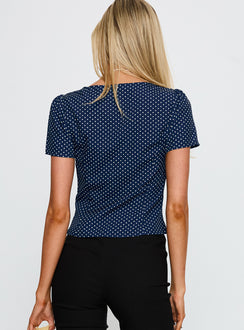 Isolda Top Navy Polka