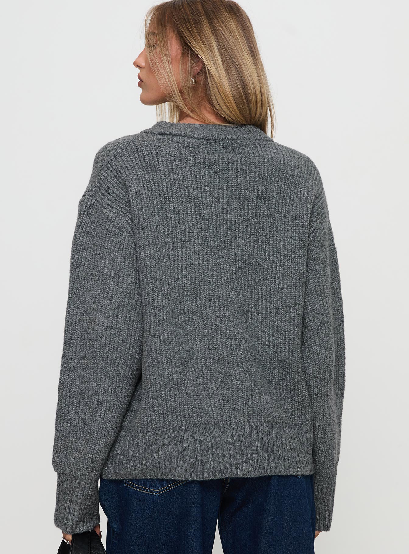 Lexene Zip Through Jumper Grey | Princess Polly