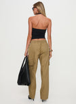 back view of model wearing Princess Polly Major General Cargo Pant Taupe Low Rise Pants 