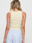 back view of model wearing Princess Polly Music In The Park Tank Top Cream Sleeveless Crew Neck 