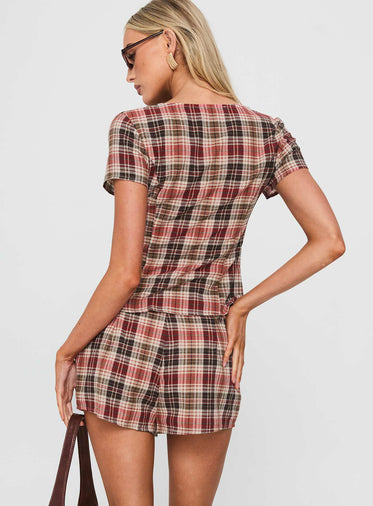 Odera Short Red Check