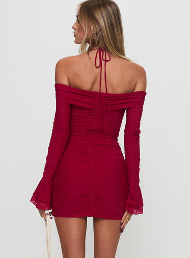 Taylon Off The Shoulder Mini Dress Red