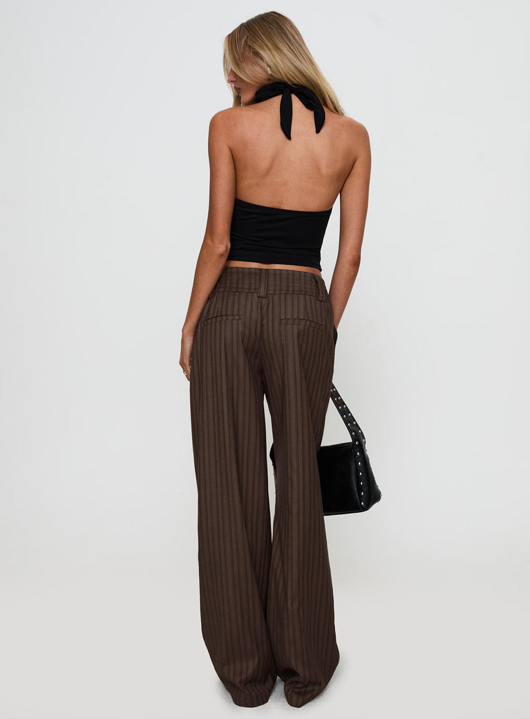 Perfect Stranger Rae Low Rise Pleated Pant Brown