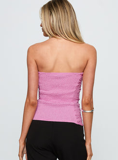 back view of model wearing Princess Polly Star Quality Strapless Ruched Top Pink Sleeveless straight 