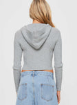 Cher Zip Up Knit Sweater Grey Marle Princess Polly  Cropped 