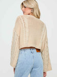Charel Cable Knit Sweater Beige Princess Polly  Cropped 