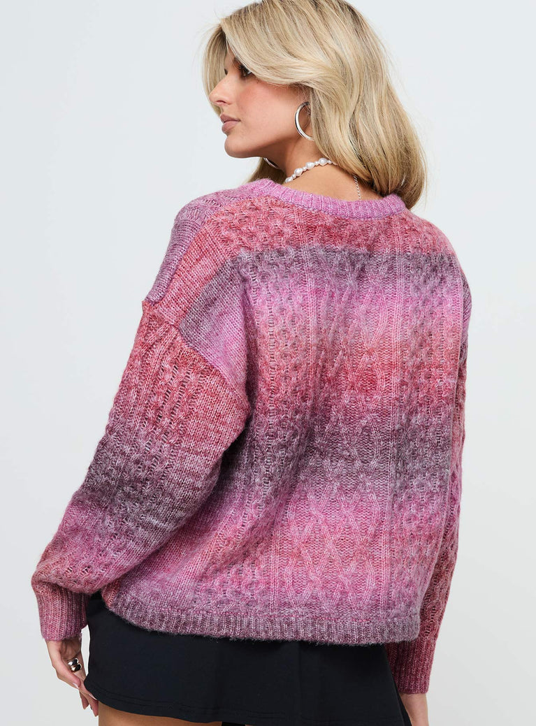 Pomery Cable Knit Sweater Ombre Pink