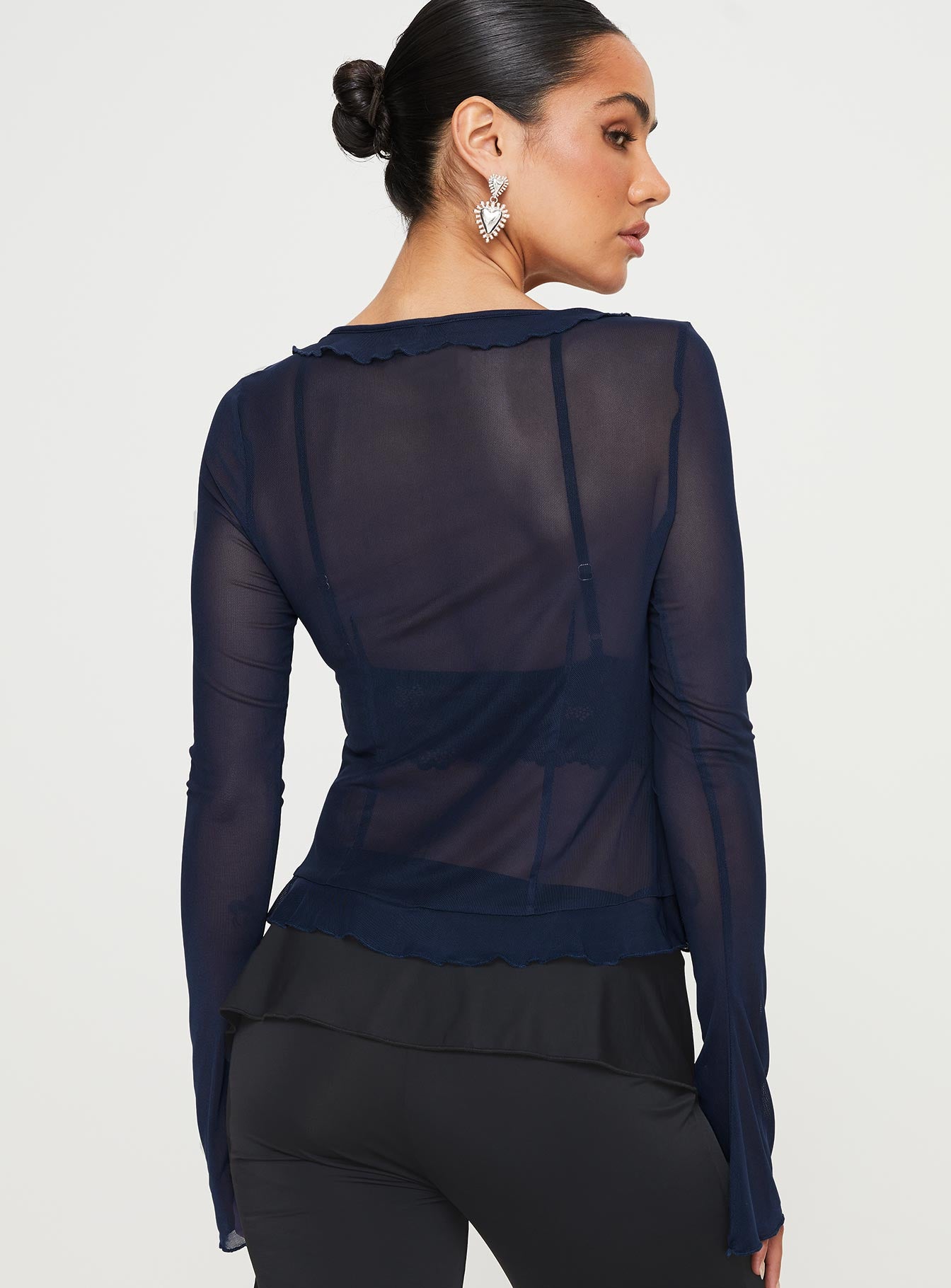 product Princess Polly Full Sleeves High Neck  Everly Long Sleeve Top Navy