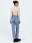 back view of model wearing Princess Polly Thorne Denim Jean Lower Impact High Waisted 