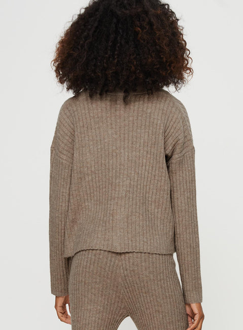 Yang Knit Cardigan Brown Princess Polly  long 