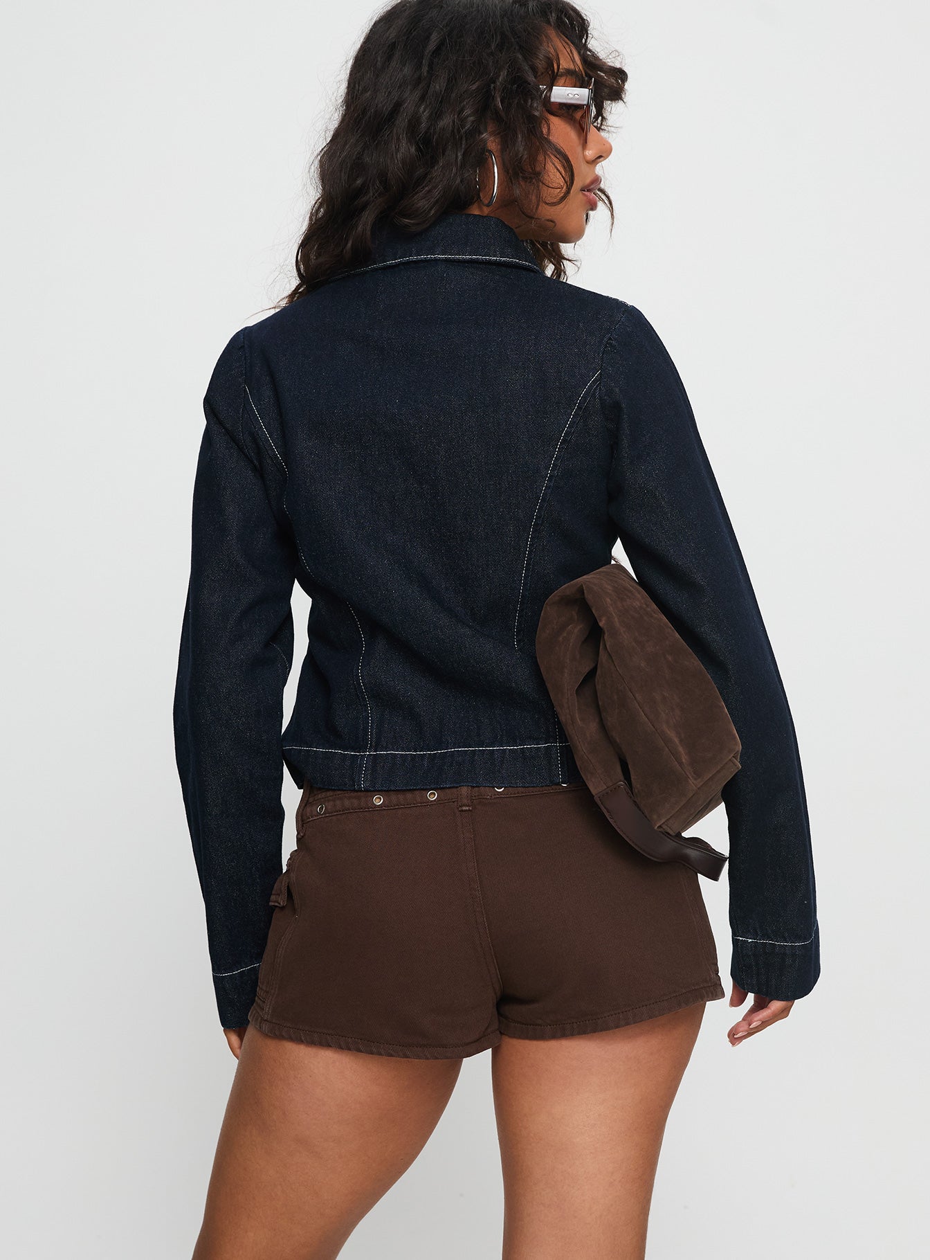 Reno Eyelet Micro Shorts Brown Wash
