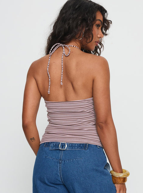 Sit In Silence Cut Out Top Purple Stripe