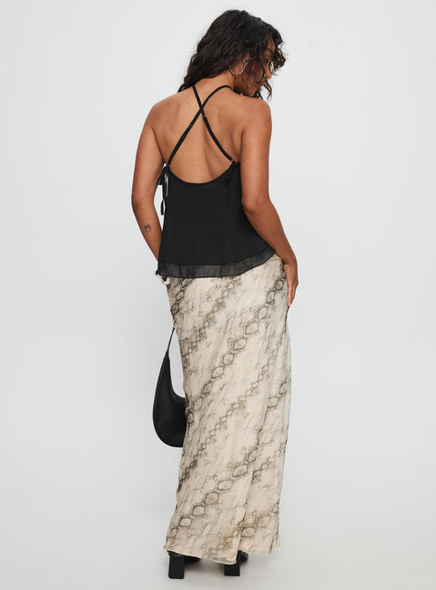 back view of model wearing Princess Polly Zerisa Maxi Skirt Multi Maxi 