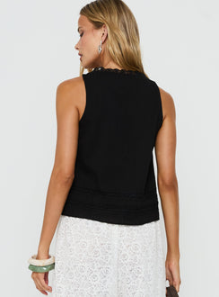 Alanah Lace Trim Top Black