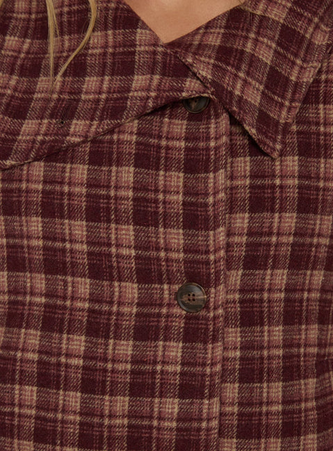 Navie Funnel Neck Jacket Red Check
