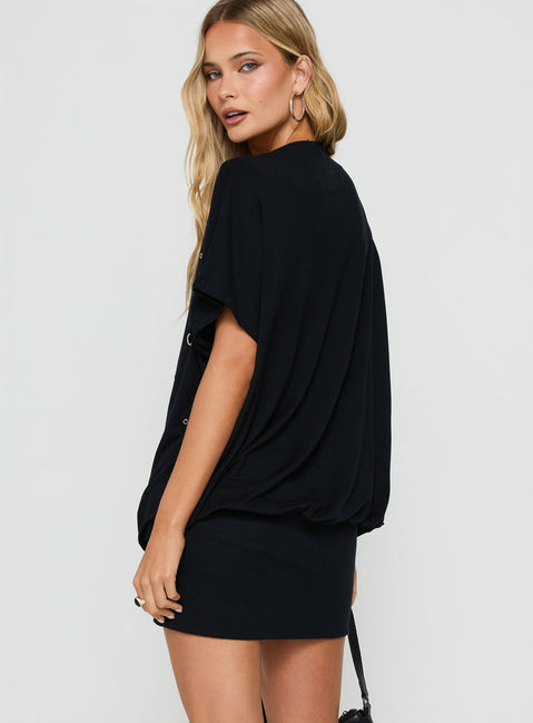 Chukaya Plunge Mini Dress Black