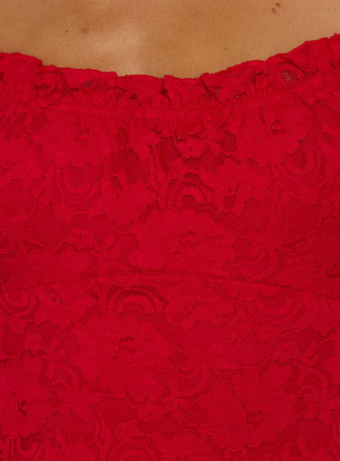 Pure Luck Lace Mini Dress Red