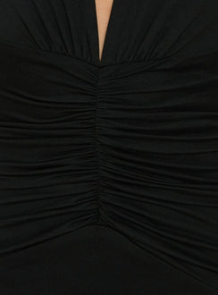 Kariee Plunge Neck Maxi Dress Black
