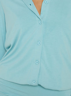 Eduarda Long Sleeve Button Down Mini Dress Blue