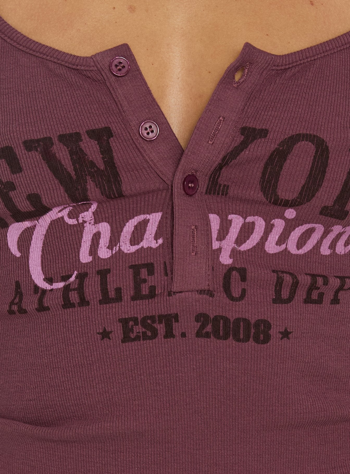 Solail Graphic 3/4 Sleeve Henley Top Pink