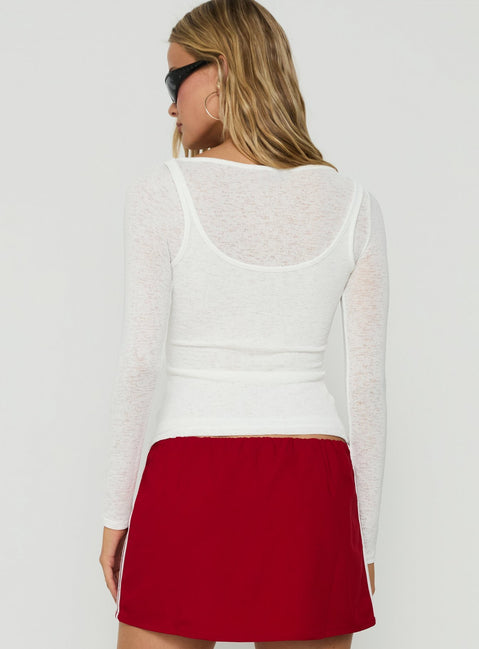 Theaya Sheer Layered Long Sleeve Top White