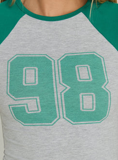 98 Classics Raglan Graphic Top Green / Grey