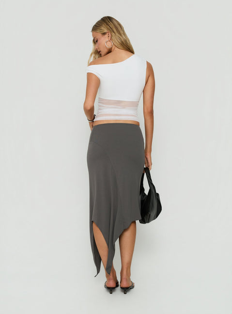 Aviza Asymmetrical Midi Skirt Grey