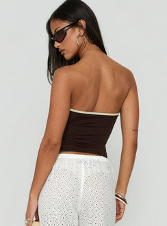 Mersey Strapless Ring Detail Top Chocolate / Cream
