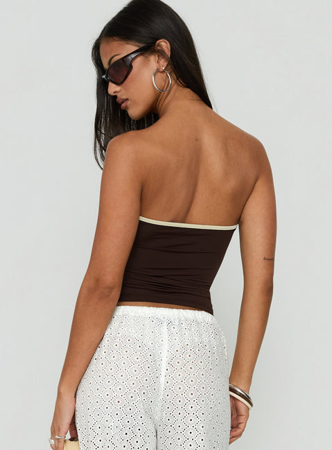 Mersey Strapless Ring Detail Top Chocolate / Cream