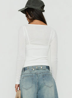 Isibella Layered Long Sleeve Top White