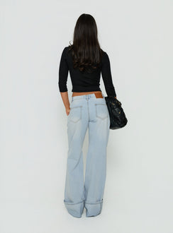 Ezia Wide Cuff Baggy Jeans Light Blue Wash