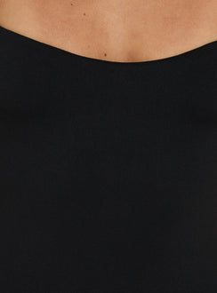 Fabienna Scoop Neck Cap Sleeve Bodysuit Black