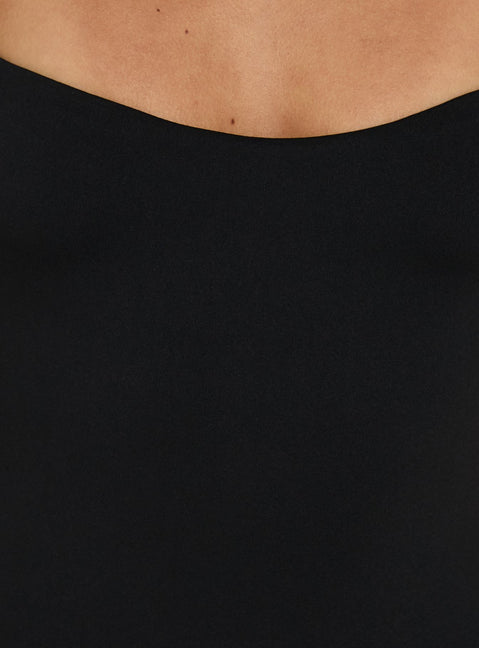 Fabienna Scoop Neck Cap Sleeve Bodysuit Black