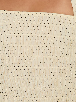 Almost Love Shirred Halter Top Butter Polka Dot