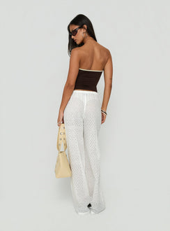 Lindora Drawstring Wide Leg Pants White Broderie