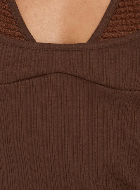 Odena Layered Sequin Cami Top Chocolate
