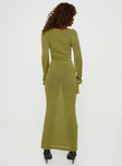 Princess Polly Scoop Neck  Balart Long Sleeve Maxi Dress Green