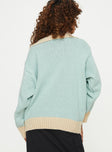 Leelie Quarter Zip Sweater Mint / Beige Princess Polly  Cropped 
