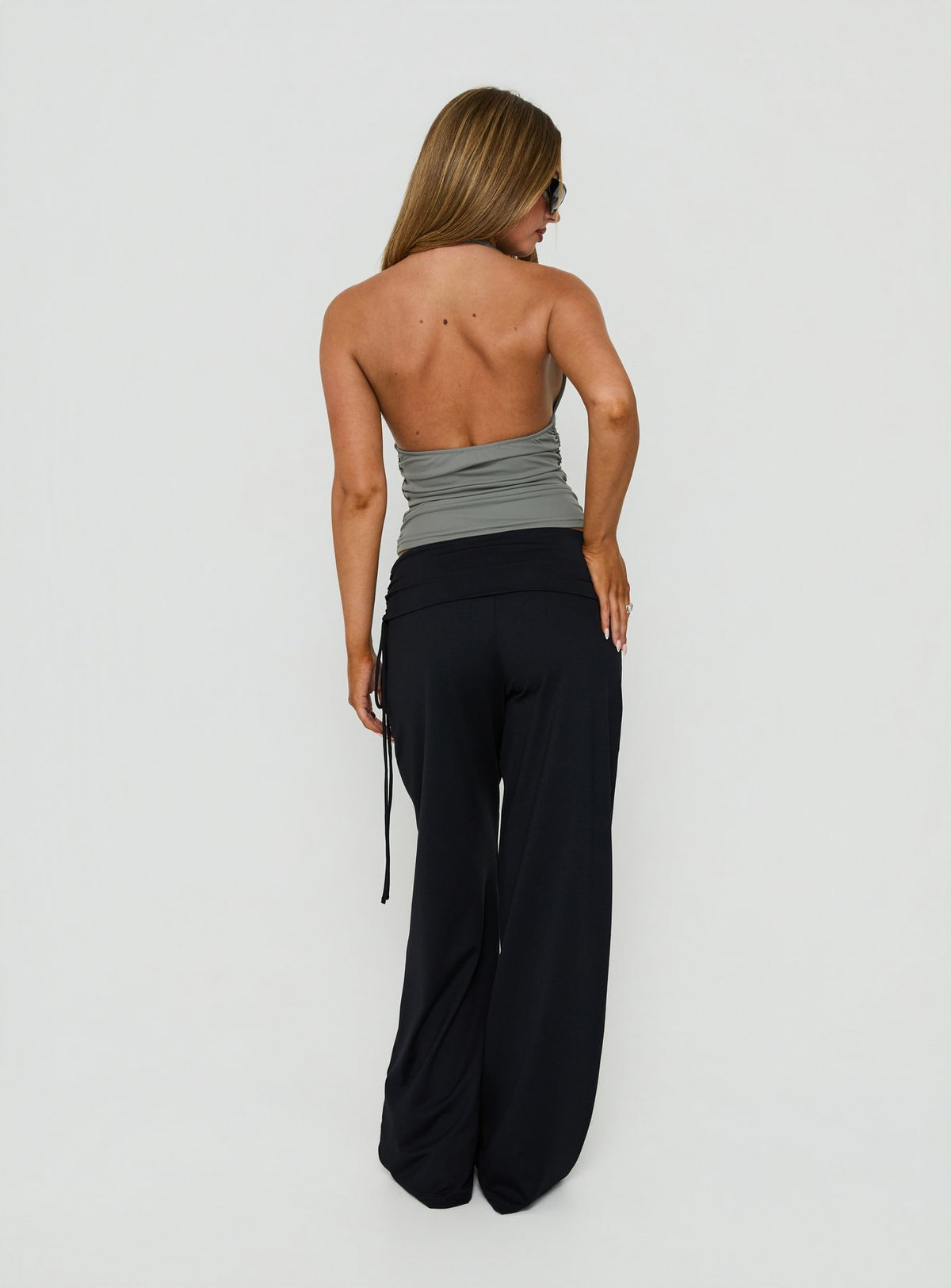 Daily Define Ruched Tie Side Pants Black Petite