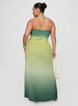 back view of model wearing Princess Polly Star Girl Maxi Skirt Green Ombre Curve Maxi 