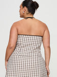 back view of model wearing Princess Polly Be My Baby Top Plaid Curve Sleeveless straight 