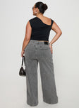 back view of model wearing Princess Polly Wolfie High Rise Wide Leg Slouchy Jeans Steel Curve High Waisted 