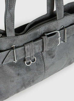 Views Of Capri Faux Suede Buckle Shoulder Bag Charcoal