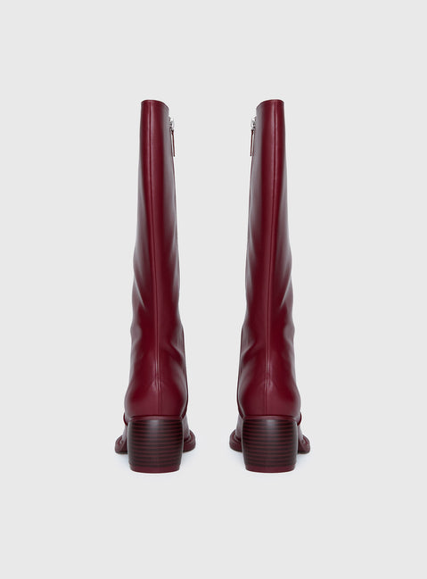 Ella Knee High Boots Burgundy
